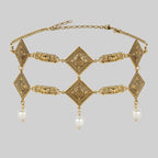 A DEEP LURE. Romantic Pearl Choker - Gold