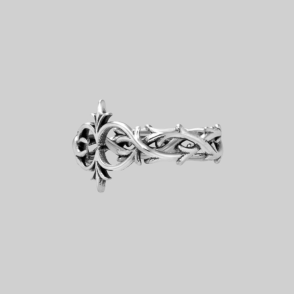 ALIANOR. Heraldic Lily Interlace Ring - Silver