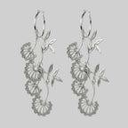 AELLA. Floral Drop Hoop Earrings - Silver
